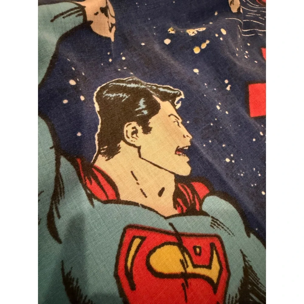 Vintage 1976 Superman Twin Fitted Sheet DC Comics USA Super Hero Bedding Rare